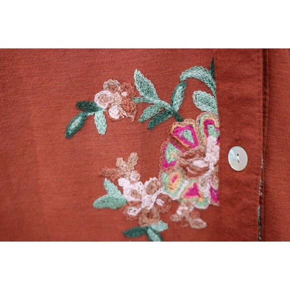 Fig & Flower Long Roll Tabbed Sleeves Tunic Top-Size 3X-Embroidered - Picture 3 of 9